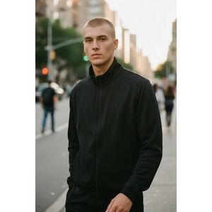 FootJoy FJ Golf Track‎ Jacket Full Zip Black Mens Athletic Size L FLAWED